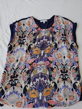 DR2 Women's Blouse Lg Floral Print Dark Blue Back